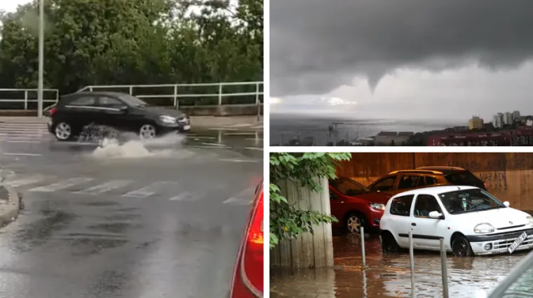 Kaos u Rijeci zbog obilne ki&scaron;e: Grom udario u dimnjak, poiskakali &scaron;ahtovi, nad Zaljevom pijavica