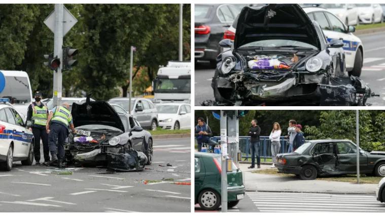 Kr&scaron; u Zagrebu: Na raskrižju se sudarili Porsche i BMW, nastala ogromna kolona