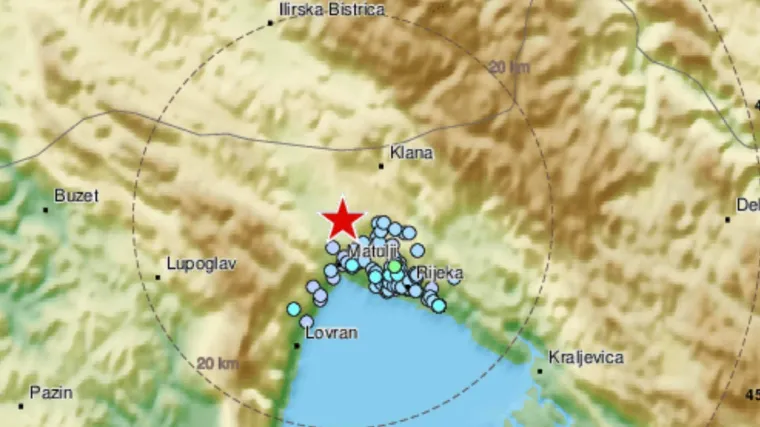 Dva potresa u 20 minuta zatresla su riječko područje: 'Čula se jaka tutnjava'