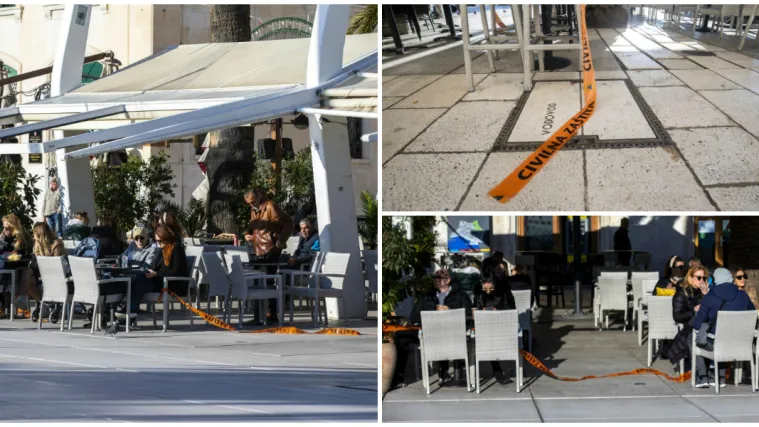 Potrgane trake Civilne za&scaron;tite na terasama, Splićani odmah pohitali popiti kavu na Rivi!