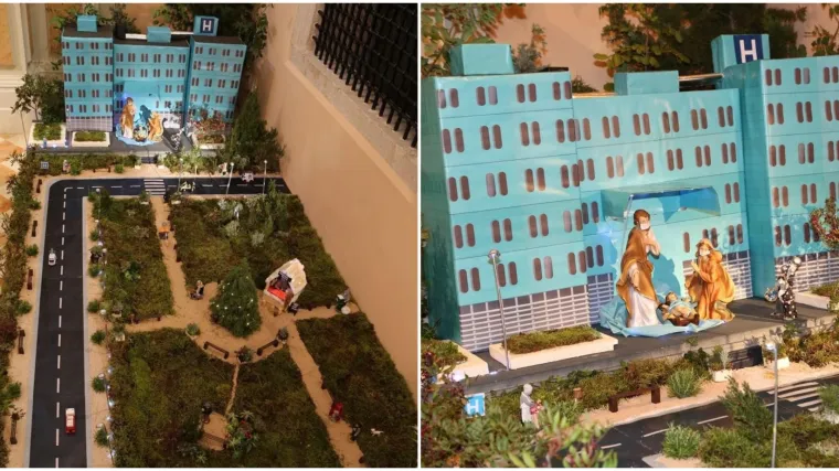 FOTO Pogledajte neobični prikaz jaslica župe s Hvara: Prikaz Kristovog dolaska smjestili u suvremeni svijet - pred bolnicu