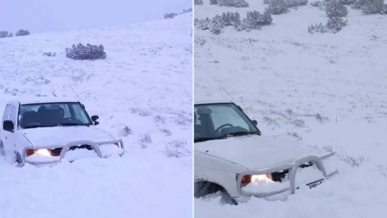 Izletnicima snijeg na Dinari zatrpao automobil