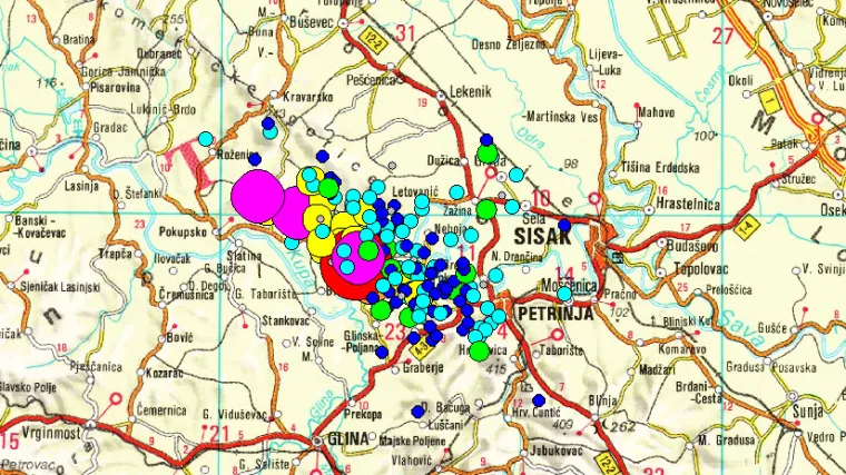 Koristan pregled svih magnituda nakon razornog udara u Petrinji