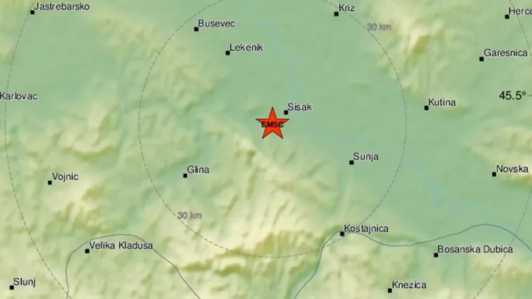 Opet prilično jak potres kod Petrinje: Magnituda potresa iznosila je 3,8 prema Richteru