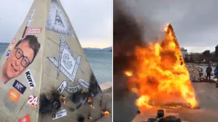 Karnevalski običaji: U Ka&scaron;tel Sućurcu zapaljeni Bill Gates, masoni i medijske kuće