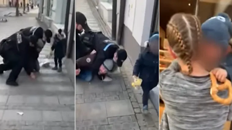 VIDEO Potresna snimka: Dijete se gu&scaron;i u suzama i viče dok policajci obaraju oca na pod jer nije nosio masku!