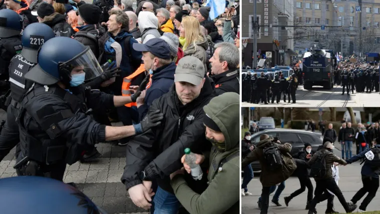 Žestoki sukobi prosvjednika i policije: Okupili se oni koji negiraju postojanje covida-19 i antivakseri