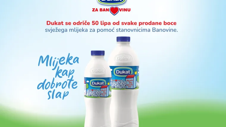Dukat se odriče 50 lipa od svake prodane boce svježeg mlijeka za pomoć stanovnicima Banovine