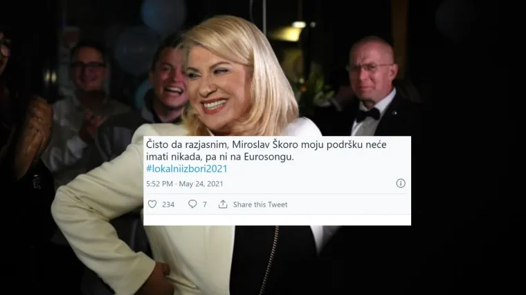 &Scaron;kare-Ožbolt na Twitteru: '&Scaron;koro moju podr&scaron;ku neće imati ni na Eurosongu'