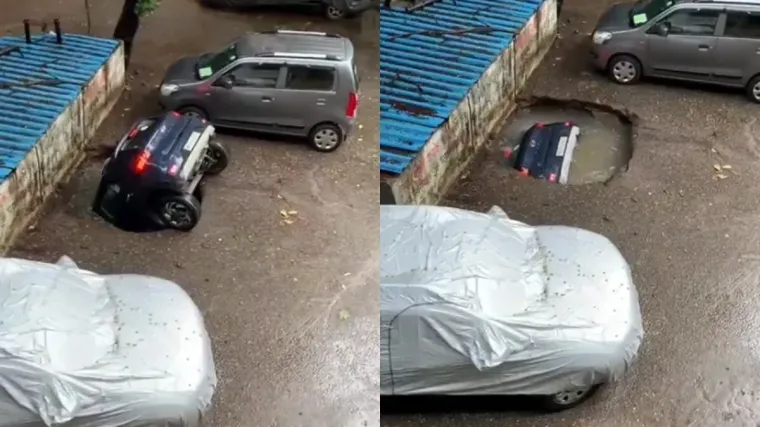 Nasred parkirališta otvorila se rupa koja je progutala automobil od glave do pete