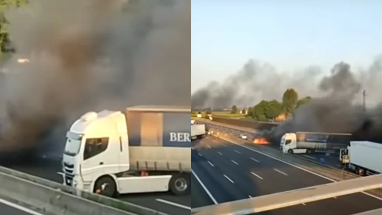 Gotovo filmski poku&scaron;aj pljačke na autocesti u Italiji: Razbojnici su zapalili auto i pucali iz kala&scaron;njikova