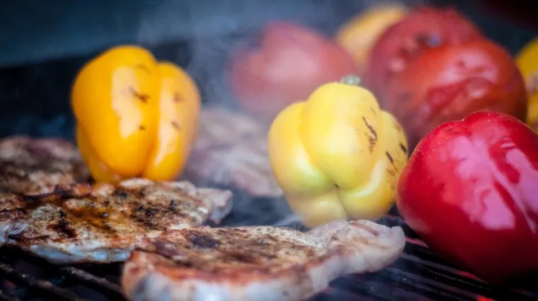 Povrće na roštilju:  mladi luk, luk, paprika, tikvice...