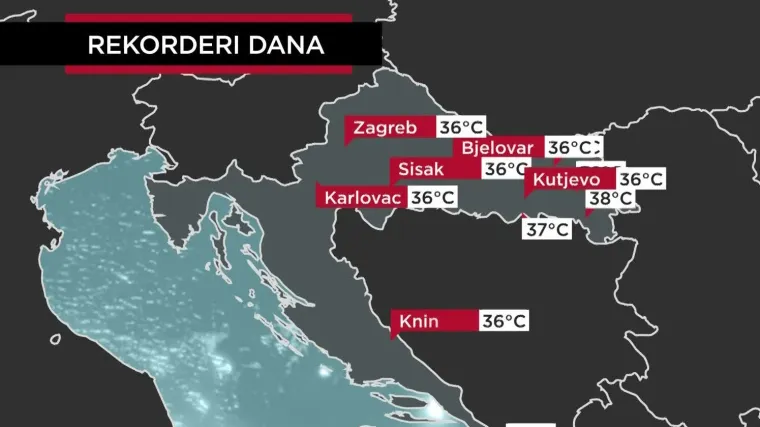 Pogledajte gdje je danas bilo najtoplije u Hrvatskoj i tko je rekorder regije