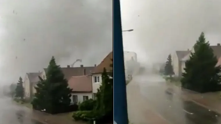 VIDEO Če&scaron;ka policija objavila snimku tornada izbliza, mje&scaron;tanu koji je poslao video poručili: 'Hrabar si čovjek'
