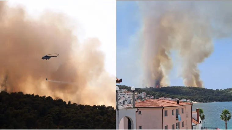 VIDEO Drama na Čiovu! Gori na vi&scaron;e mjesta, otok je u crnom dimu: Na terenu deseci vatrogasaca i kanaderi, turisti su uznemireni