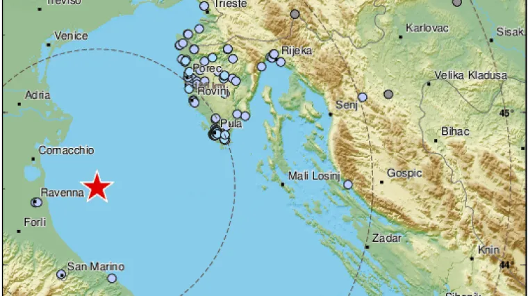 Potres od 4,2 po Richteru u Jadranskom moru, osjetio se u Puli, Poreču, Karlobagu: '3. kat. Lagani valovi u ča&scaron;ama'