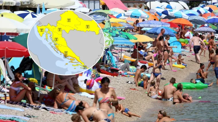 Upaljen je meteoalarm za cijelu Hrvatsku! Očekujte paklene vrućine, a u ovim regijama i grmljavinska nevremena