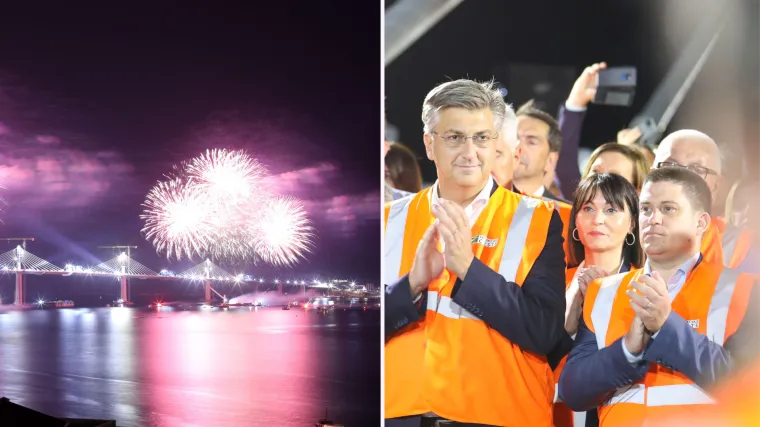 Zavaren i posljednji spoj na Pelje&scaron;kom mostu:  Plenković: 'Ovaj most ne spaja samo Hrvatsku nego i EU, ovo je veliki svehrvatski projekt'