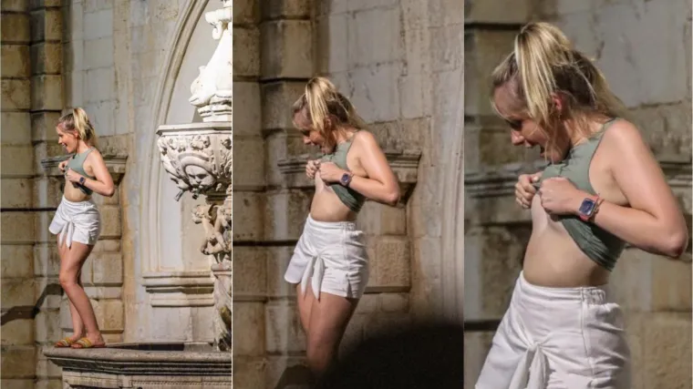 Striptiz na Stradunu: Djevojka se popela na fontanu i pokazivala grudi