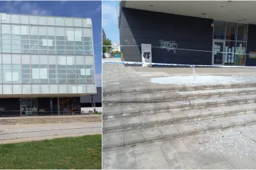 FOTO S knjižnice u Novom Jelkovcu pala ogromna gromada stakla i rasula se u tisuće komadića: Pukom srećom nikoga nije sasjeklo