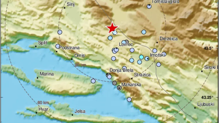 Potres od 3,3 po Richteru kod Livna, osjetio se u Dalmaciji: 'Sve se treslo, bio sam u kući i odmah oti&scaron;ao pod stol'