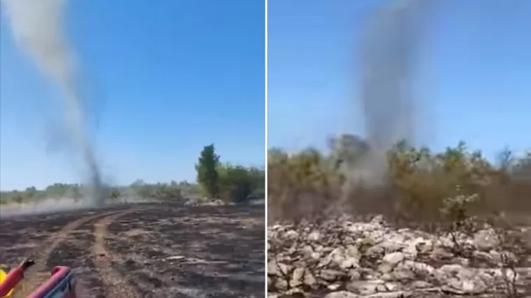 VIDEO Vatrogasci snimili kako pijavica na požari&scaron;tu ide direktno na njih! Morali su pobjeći