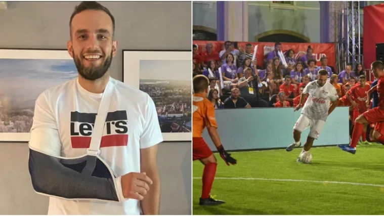 Ministar Aladrović na utakmici slomio lakat, zamolio za pomoć: 'Ako imate prijedlog kako obući odijelo i ko&scaron;ulju...'