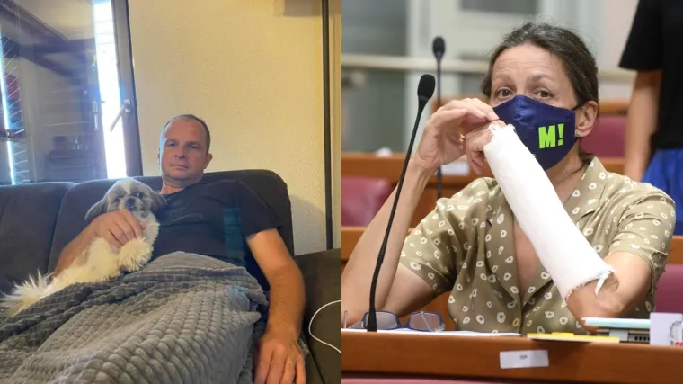 Ozlijeđena oporba: SDP-ovac pu&scaron;ten na kućnu njegu, objavio fotografiju, 'možemovka' u sabornici s gipsom na ruci