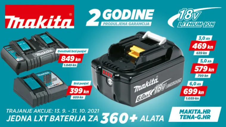 Velika promocija Makita LXT 18V baterija i punjača: Jedna baterija za vi&scaron;e od 360 alata