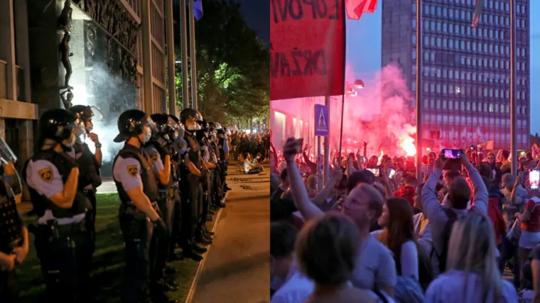 FOTO Nasilni prosvjedi u Ljubljani zbog covid potvrda, intervenirala policija! Jan&scaron;a: 'Vlada neće popu&scaron;tati'