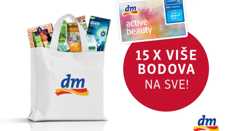 Ostvarite 15x vi&scaron;e bodova na ukupnu kupnju u dm-u i dm online shopu