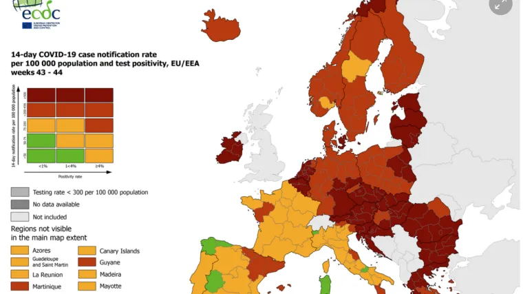 Ista boja: Hrvatska ostala tamnocrvena na ovotjednoj ECDC-ovoj korona-karti