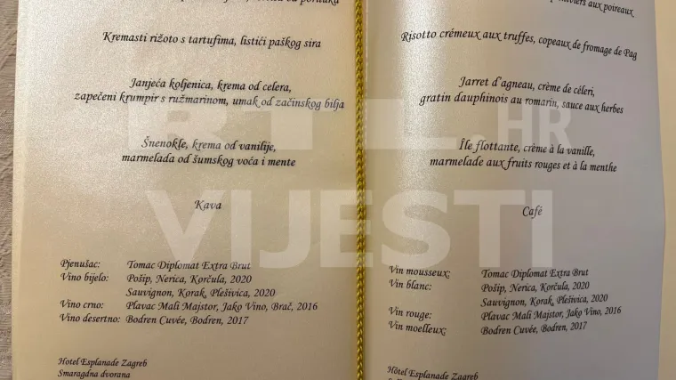 FOTO Zavirili smo u jelovnik dana&scaron;njeg ručka premijera Plenkovića i predsjednika Macrona. Pogledajte i vi