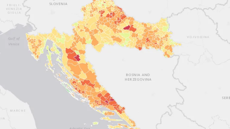 HZJZ objavio interaktivnu kartu procijepljenosti po općinama, pogledajte kako stoji va&scaron;a. Samo jedna je iznad 60 posto