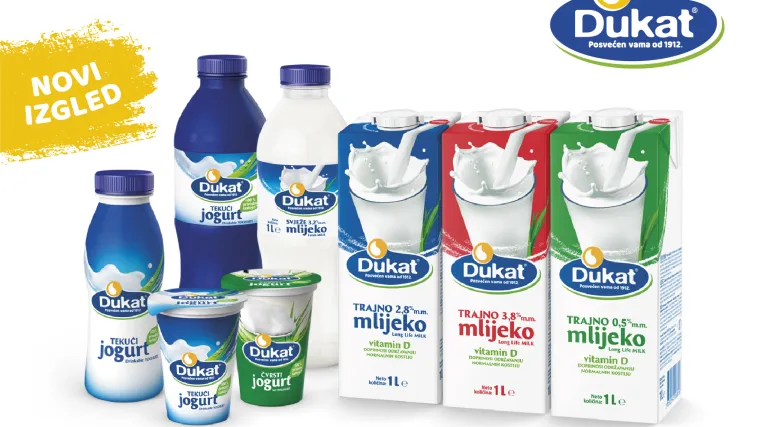 U povodu obilježavanja 110 godina duge ba&scaron;tine u domaćem mljekarstvu Dukat&nbsp;predstavlja novi dizajn i vraća omiljenu &lsquo;kapljicu mlijeka&rsquo; u svoj logotip