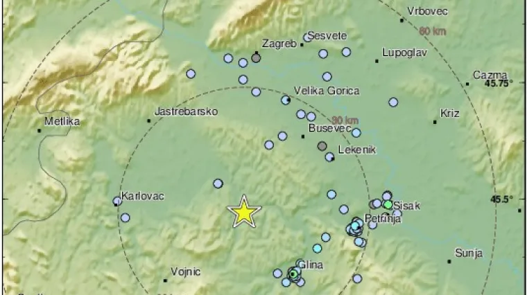 Opet trese na Baniji: Noćas su zabilježena dva slabija potresa, građani javljaju da su osjetili 'jak udar'