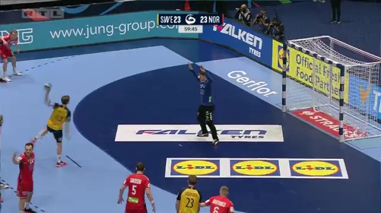 Sedmerac u 59-oj minuti utakmice &Scaron;vedska - Norve&scaron;ka