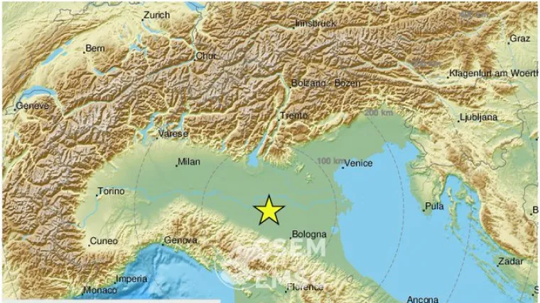Snažan potres magnitude po 4,8 Richtera pogodio sjever  Italije: 'Tupa buka, a zatim udar koji je pomaknuo krevet'