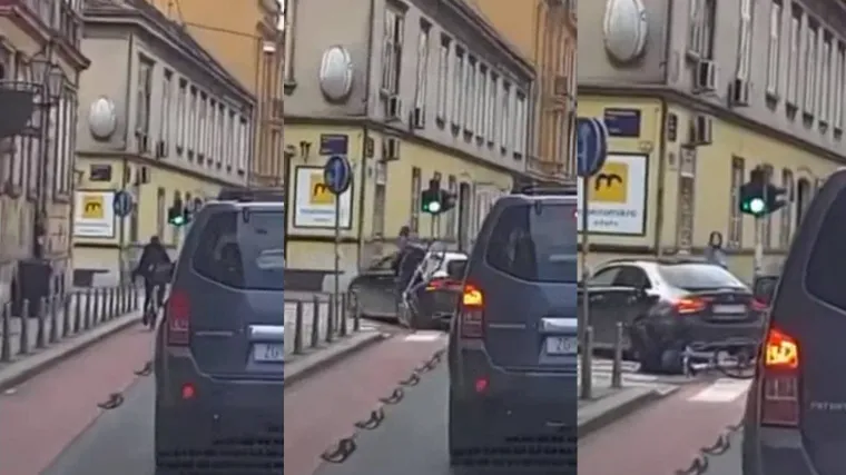 Vozač auta oborio biciklista na zagrebačkom 'zelenom valu' i otišao: Snimka je viralni hit, ali komentari su zabrinjavajući
