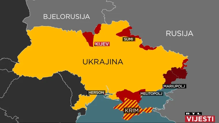 Pogledajte kartu sukoba: Borbe se u Ukrajini vode duž tri glavna pravca