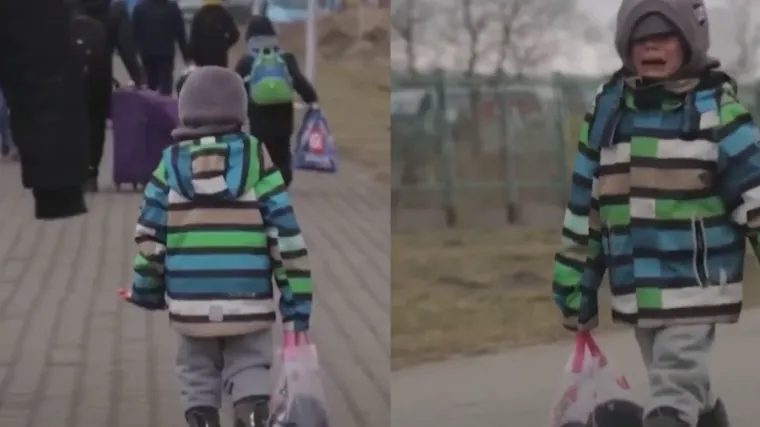 VIDEO Potresna snimka ukrajinskog dječaka koji jecajući, s vrećicom u ruci prelazi granicu. Sam