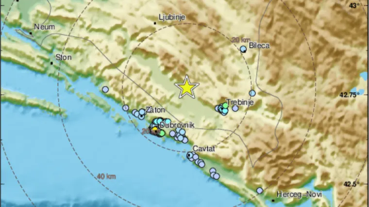 Hercegovinu zatresao potres od 2,8, osjetili su ga i Dubrovčani