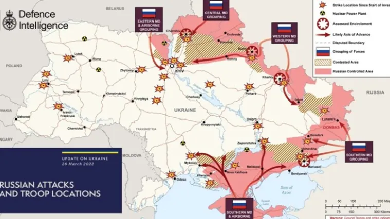 Obavje&scaron;tajci objavili kartu rata u Ukrajini: Rusija nastavlja opsadu Harkiva, Černihiva i Mariupolja