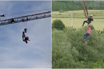 FOTO Lopova u Slavoniji spašavali vatrogasci: Popeo se na 30-metarsku dizalicu i htio ukrasti lance. Ali...