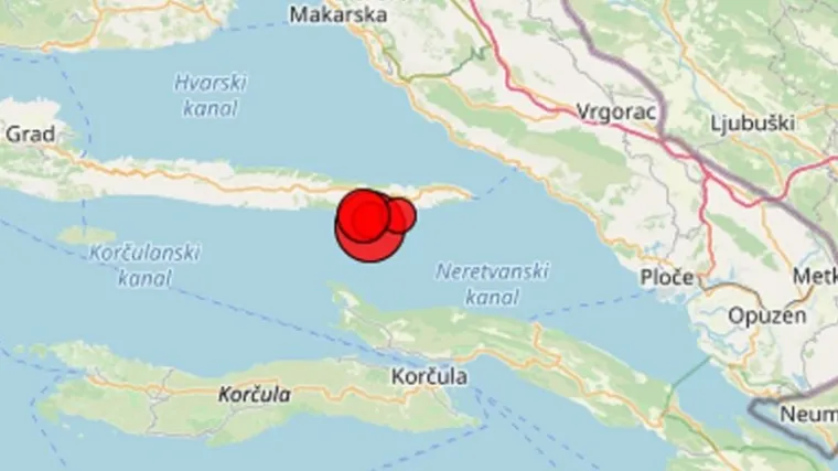 Četiri potresa kod Hvara, tri slabija i najjači 2,9 prema Richteru