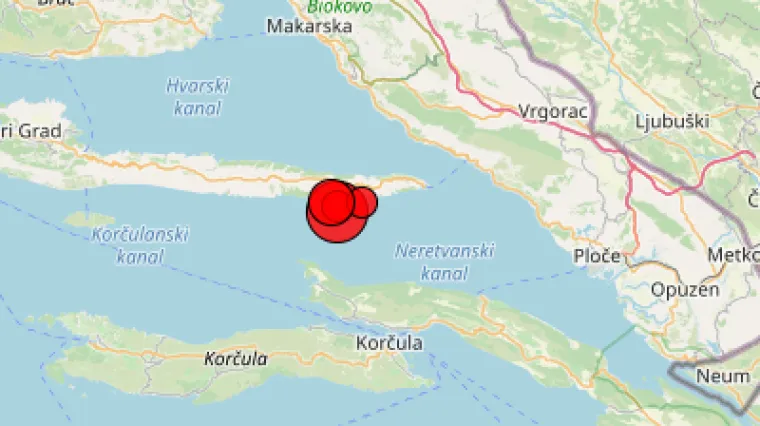 Četiri slaba potresa s epicentrom kod otoka Hvara, oko 20 kilometara južno od Makarske