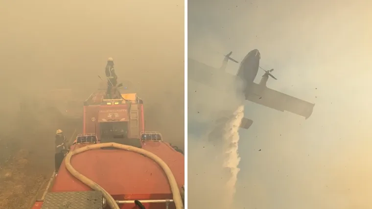 Dramatična snimka s požari&scaron;ta u Sloveniji. Vatra okružila vatrogasce, spasio ih kanader: 'Bili smo odsječeni dva sata'