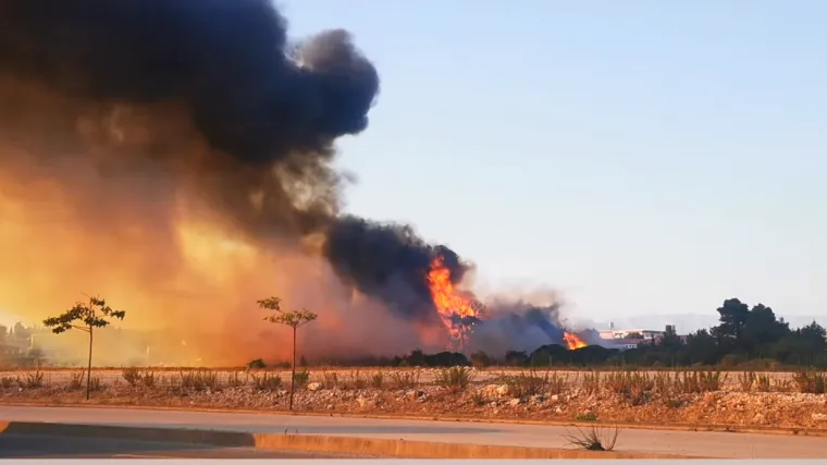 VIDEO Gori kraj Trajektne luke Gaženica, turisti stoje u čudu. Vatrogasci stigli na teren