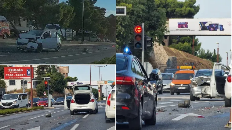FOTO Nesreća u Splitu: Dijelovi automobila posvuda 'razbacani', sudarilo se vi&scaron;e osobnih vozila