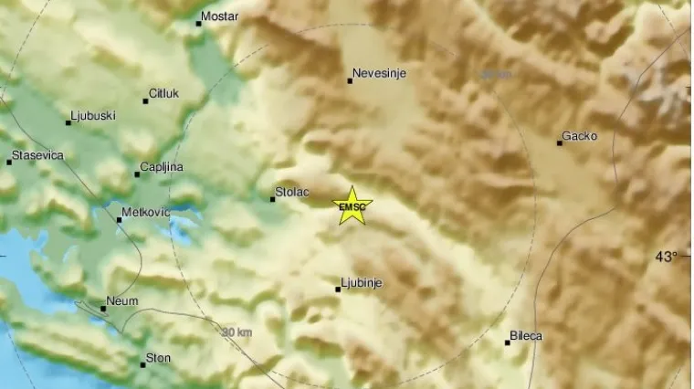 Prilično jak potres pogodio BiH, osjetio se i u Hrvatskoj. Epicentar opet kod Stoca